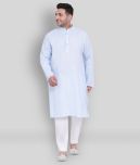 Hangup - Blue Linen Regular Fit Men's Kurta Pyjama Set ( Pack of 1 )