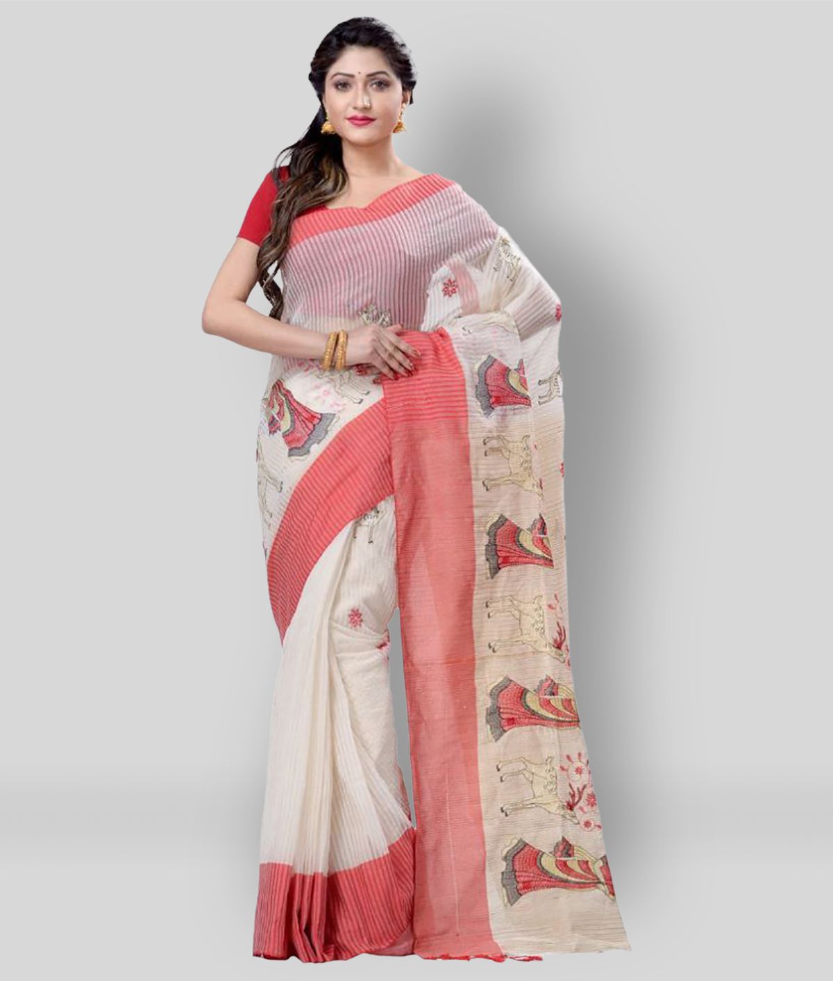Desh Bidesh - Multicolor Silk Blend Saree With Blouse Piece (Pack of 1)