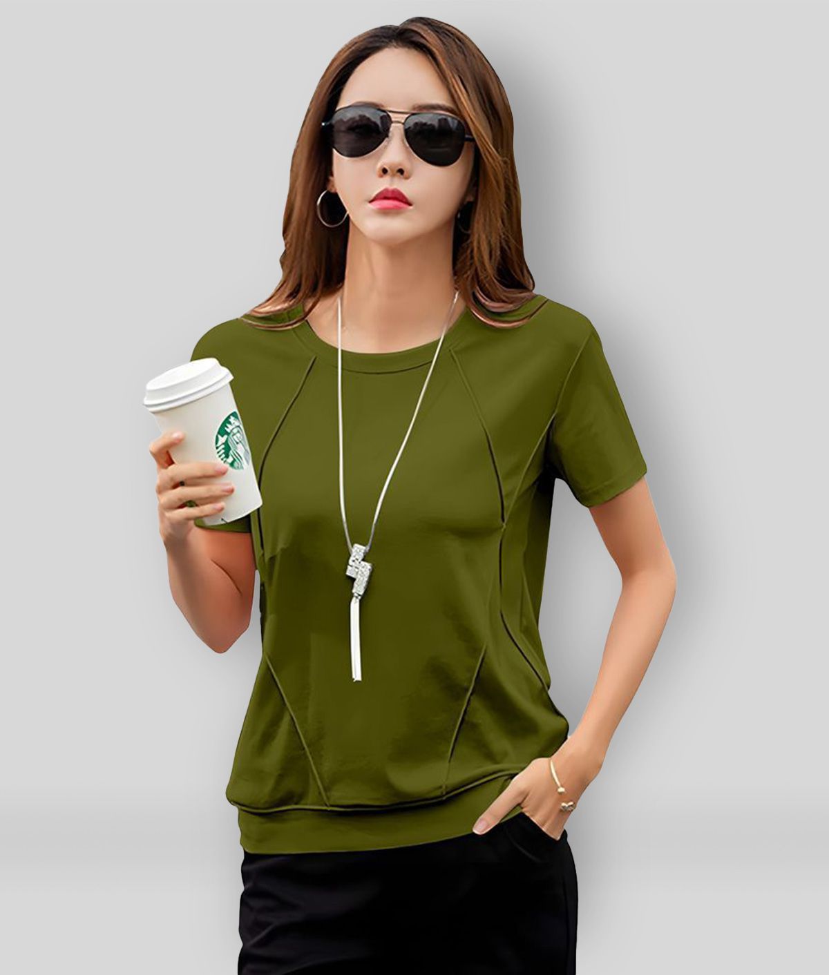     			GESPO - Green Cotton Regular Fit Women's T-Shirt ( Pack of 1 )