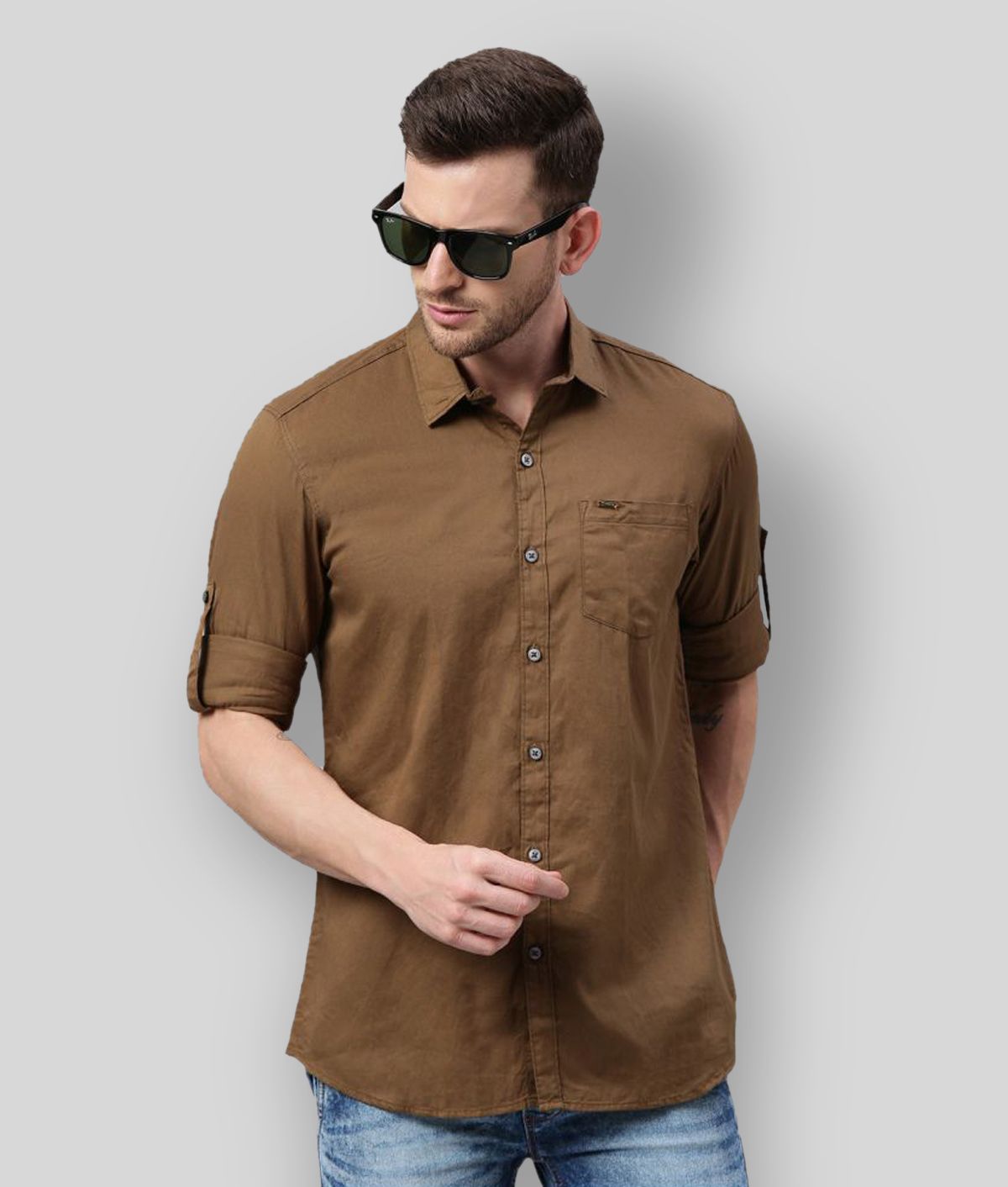     			Urbano Fashion - Brown Cotton Regular Fit Men's Casual Shirt (Pack of 1 )