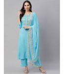 AMIRA'S INDIAN ETHNICWEAR - Blue Straight Rayon Women's Stitched Salwar Suit ( Pack of 1 )