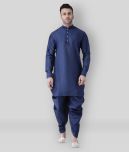 Hangup - Navy Silk Regular Fit Men's Kurta Pyjama Set ( Pack of 1 )