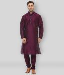 Hangup - Purple Silk Regular Fit Men's Kurta Pyjama Set ( Pack of 1 )