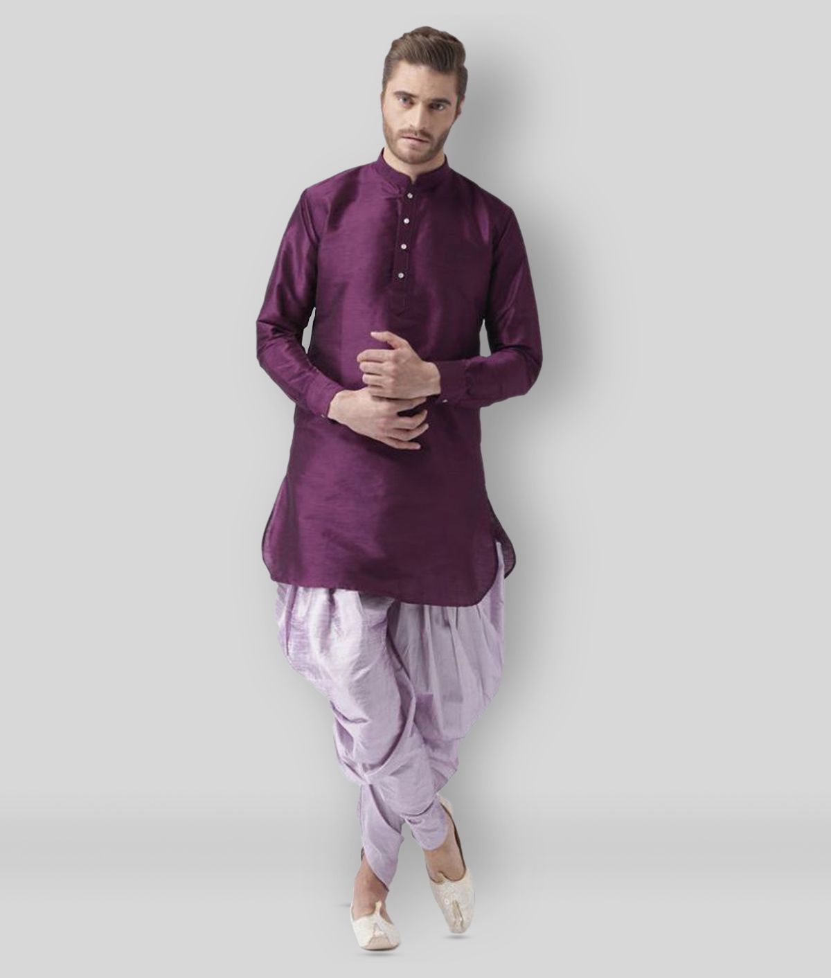     			Hangup - Multicolor Silk Regular Fit Men's Dhoti Kurta Set ( Pack of 1 )