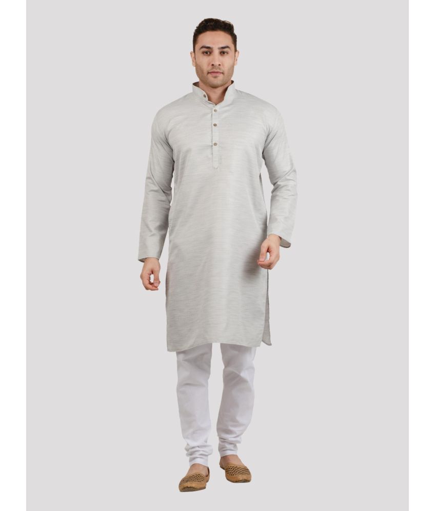     			Maharaja - Silver Cotton Blend Regular Fit Men's Kurta Pyjama Set ( Pack of 1 )