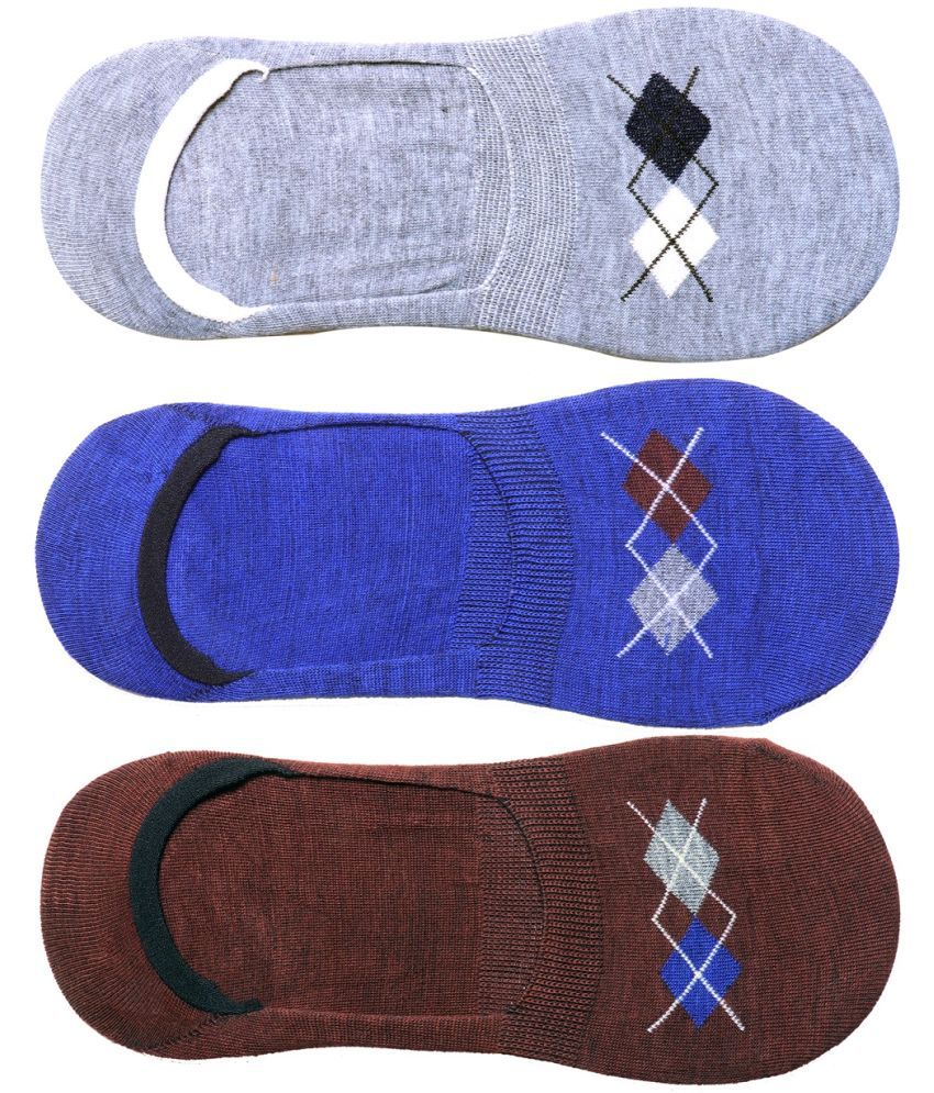     			SELETA - Multicolor Cotton Blend Unisex No Show Socks ( Pack of 3 )