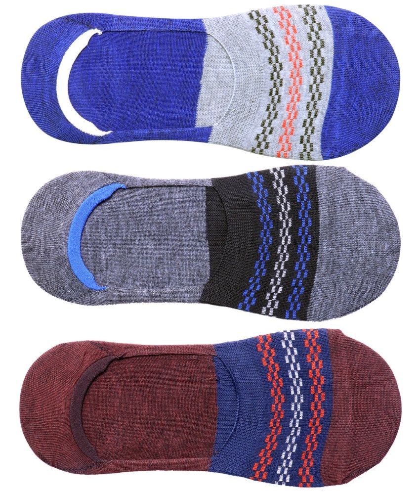     			SELETA - Multicolor Cotton Blend Unisex No Show Socks ( Pack of 3 )