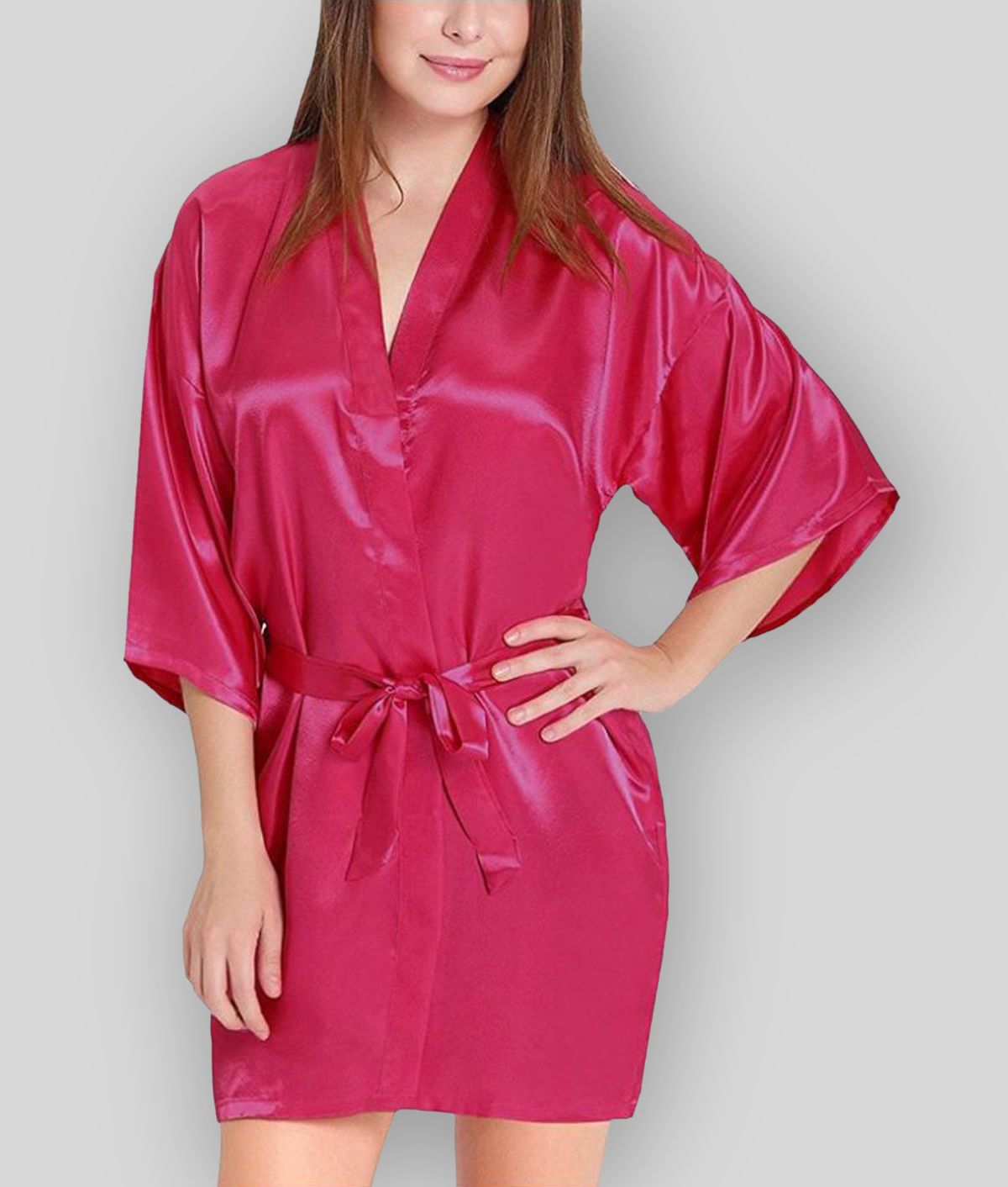     			FEIJOA - Pink Satin Women's Nightwear Robes ( Pack of 1 )
