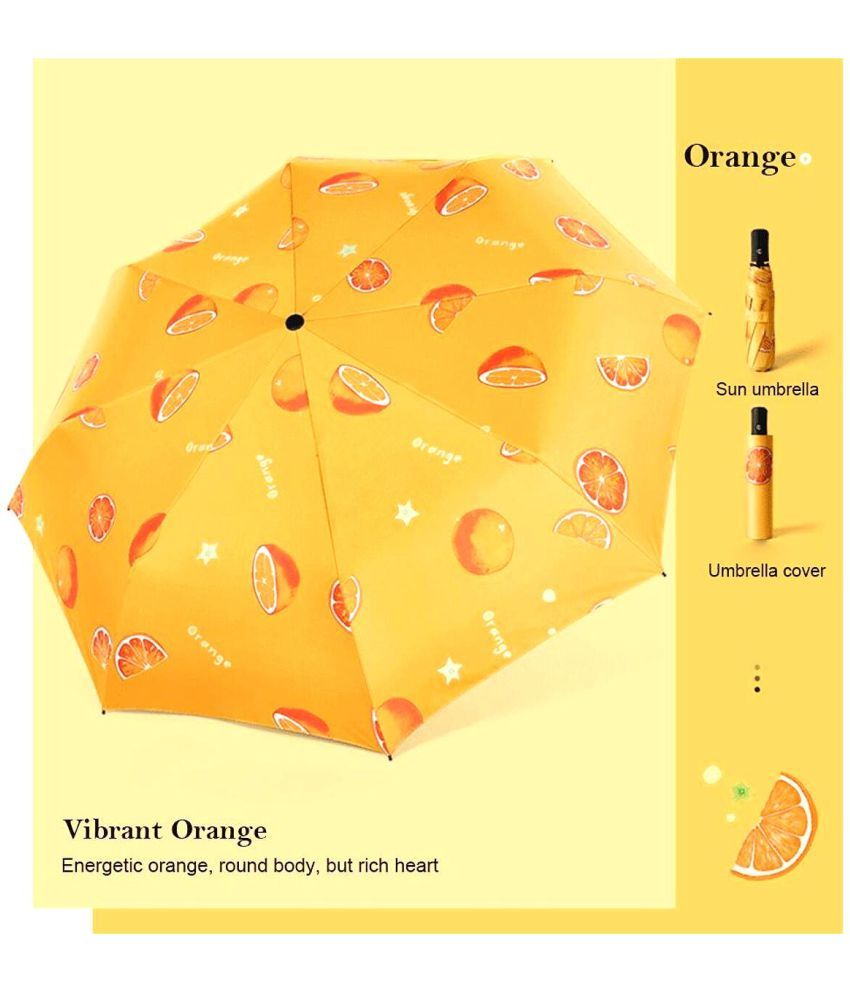     			KEKEMI Orange 3 Fold Umbrella