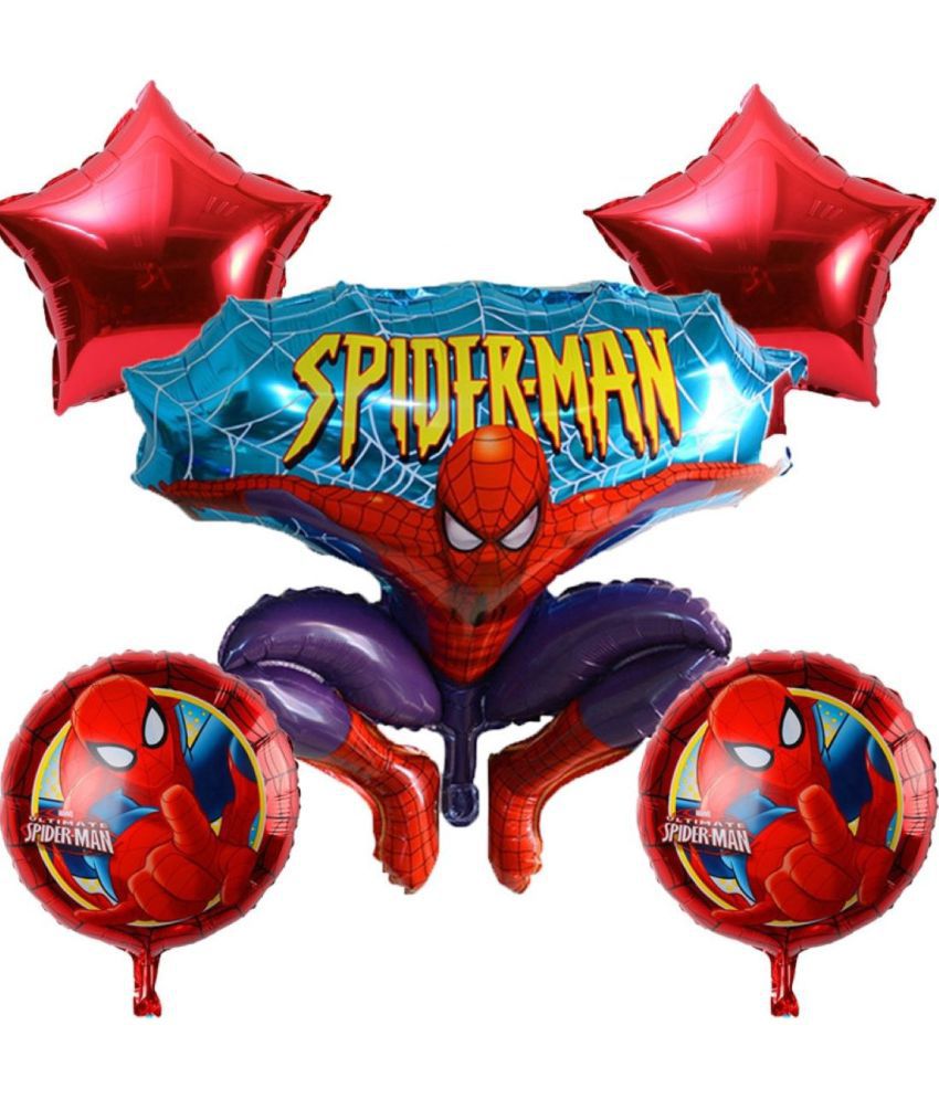     			Kiran Enterprises  Spiderman Character Foil Balloon for birthday theme Party Decoration for Boys/Girls (Multicolour) 5 Pieces