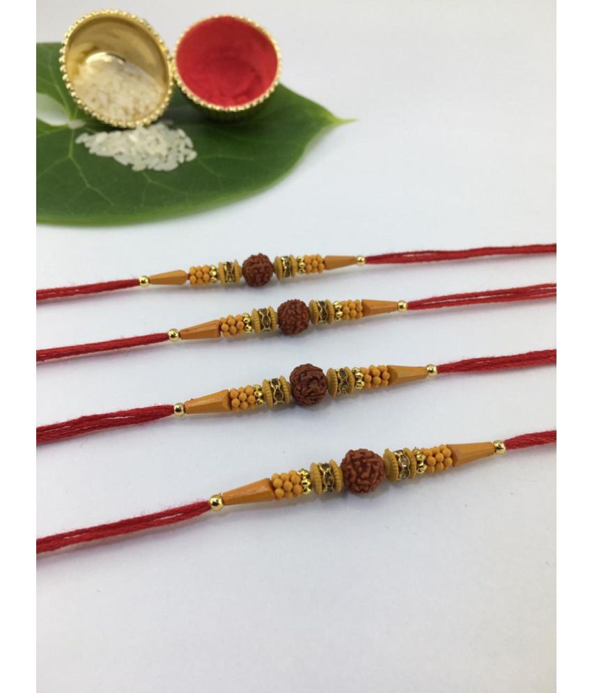     			thriftkart Rudraksha Rakhi Multicolour 4 pc RUDRAKSH RAKHI