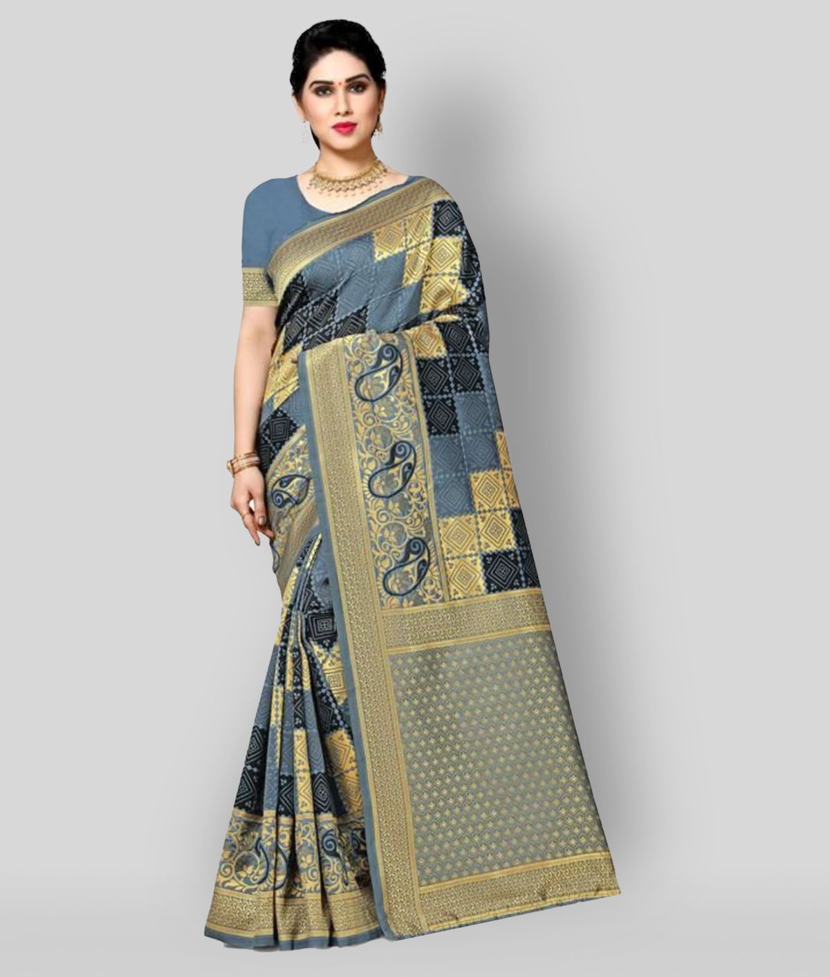     			NENCY FASHION - Multicolor Banarasi Silk Saree With Blouse Piece ( Pack of 1 )