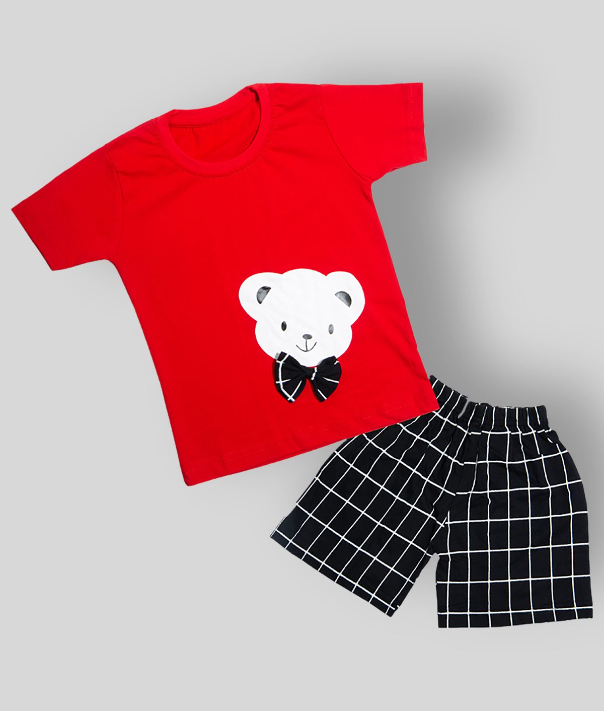CATCUB - Red Cotton Blend Boy's T-Shirt & Shorts ( Pack of 1 )