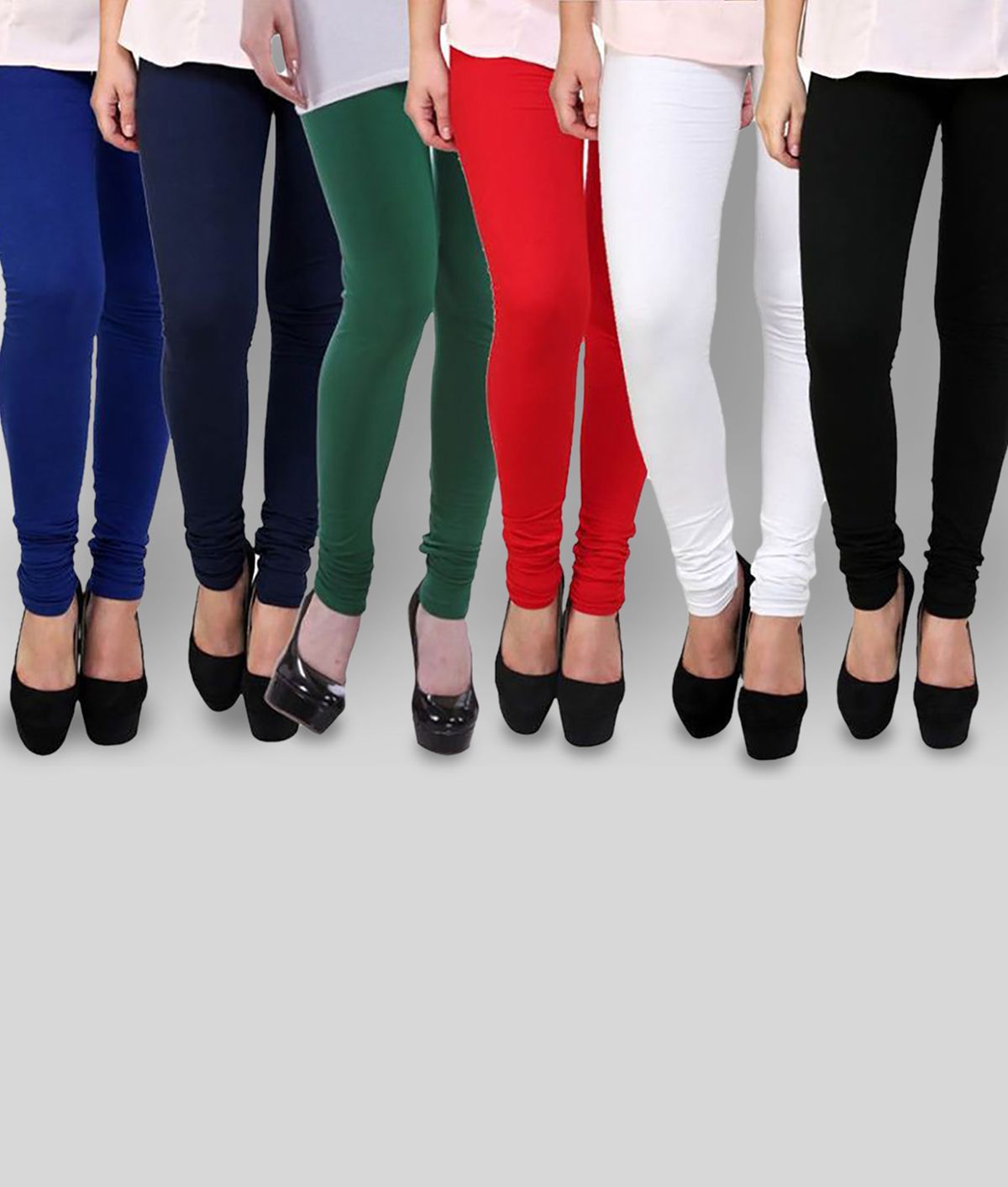     			FnMe - Multicolor Cotton Blend Women's Leggings ( Pack of 6 )