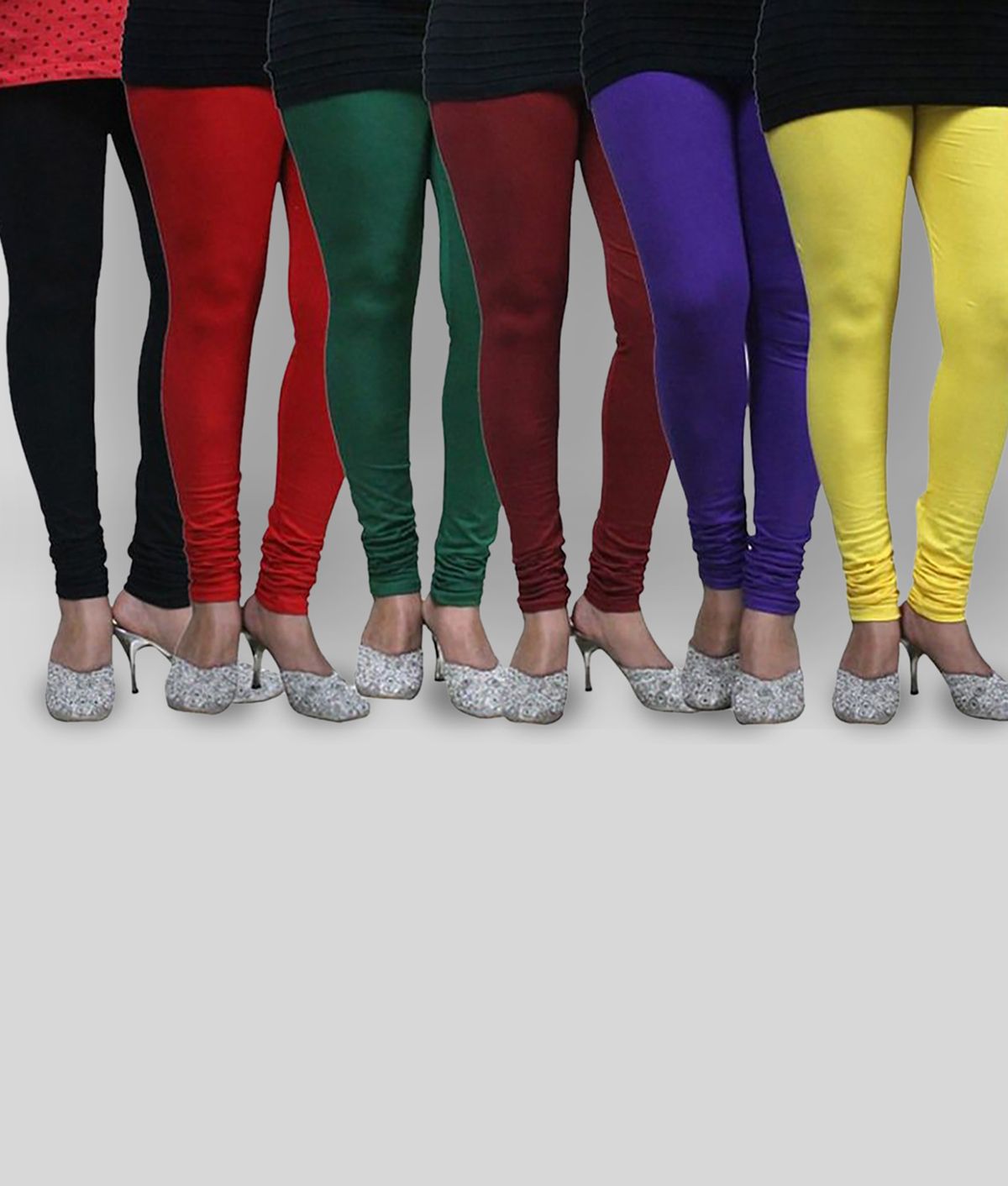     			FnMe - Multicolor Cotton Blend Women's Leggings ( Pack of 6 )