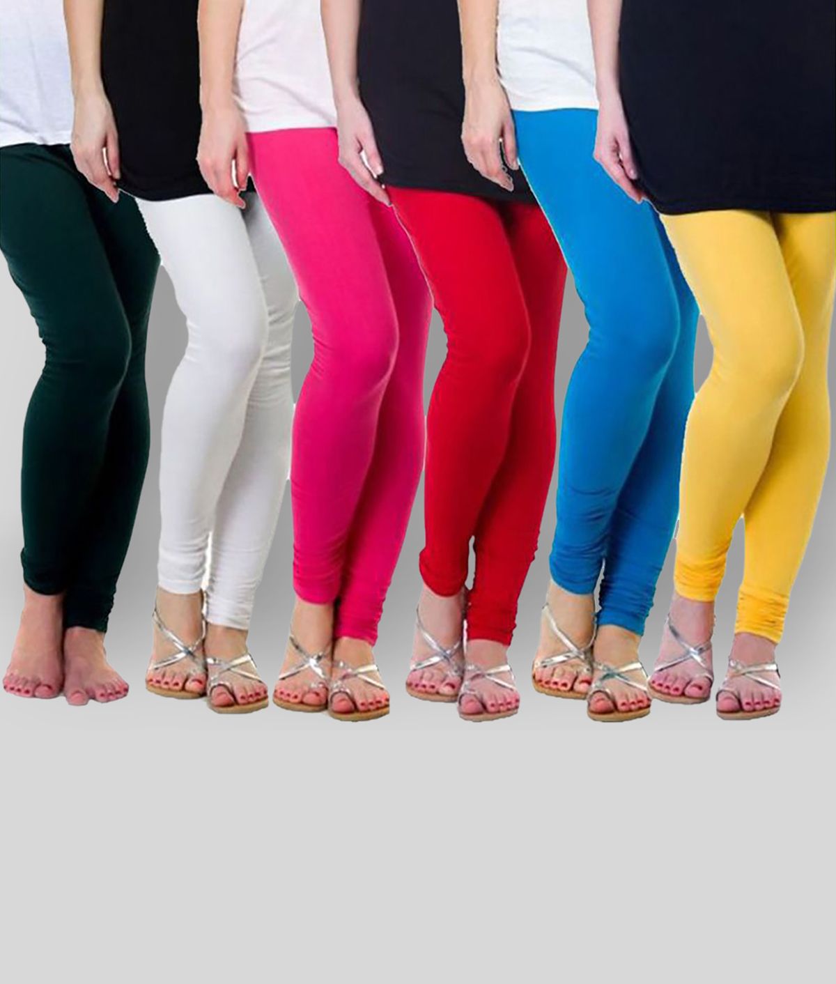     			FnMe - Multicolor Cotton Blend Women's Leggings ( Pack of 6 )