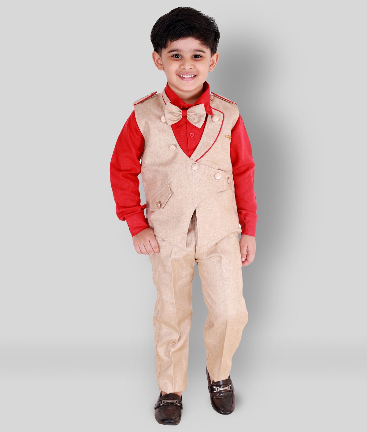     			Fourfolds - Red Cotton Blend Boy's Shirt & Pants ( Pack of 1 )