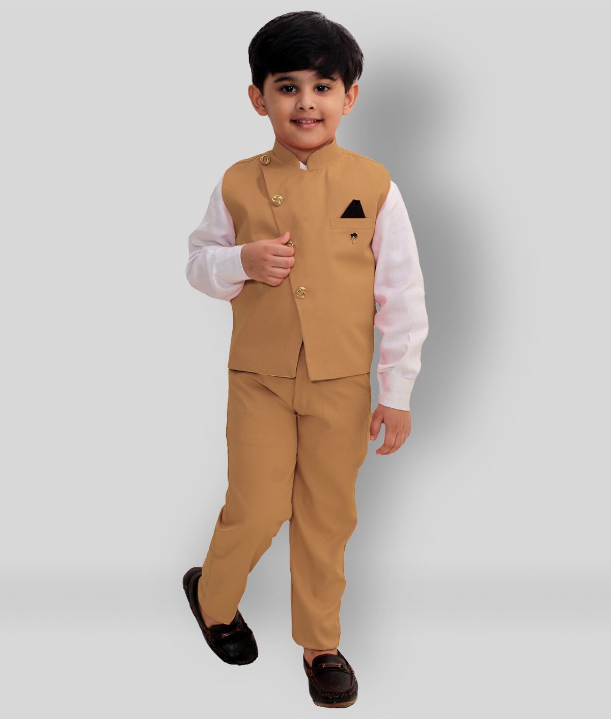     			Fourfolds - Yellow Cotton Blend Boy's Shirt & Pants ( Pack of 1 )