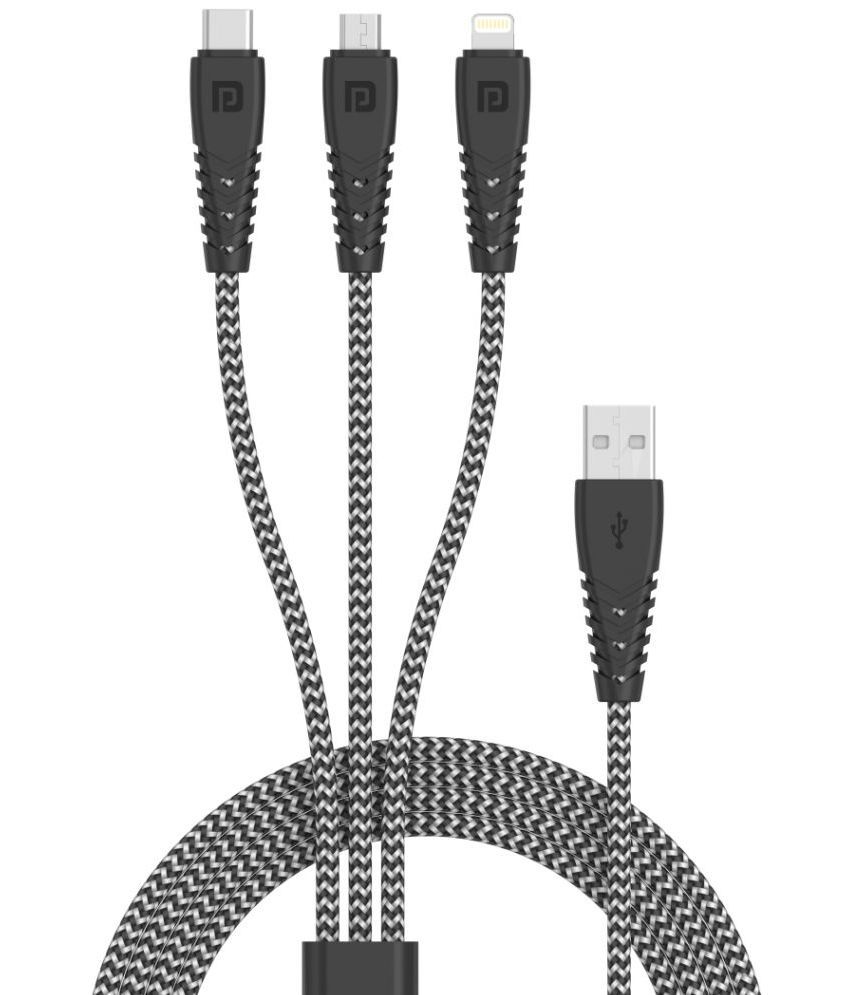     			Portronics - Black 3A Multi Pin Cable 1.2 Meter