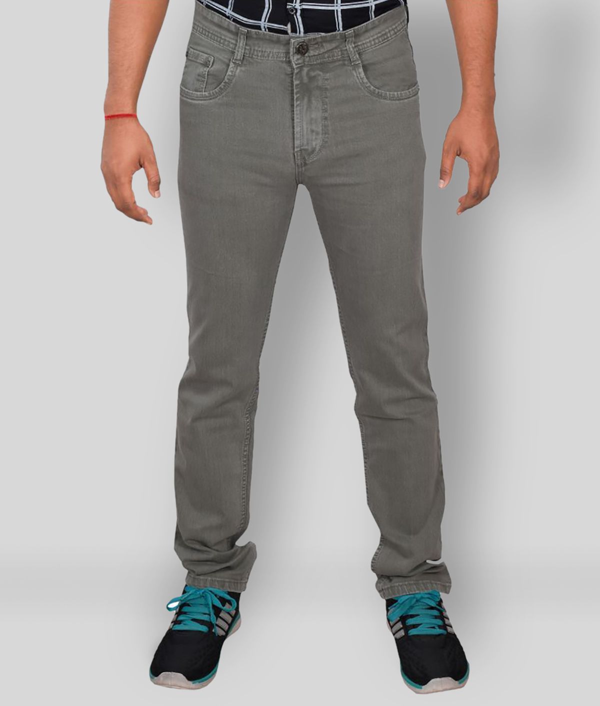     			plounge Denim Regular Fit Grey Men's Jeans ( Pack of 1 )