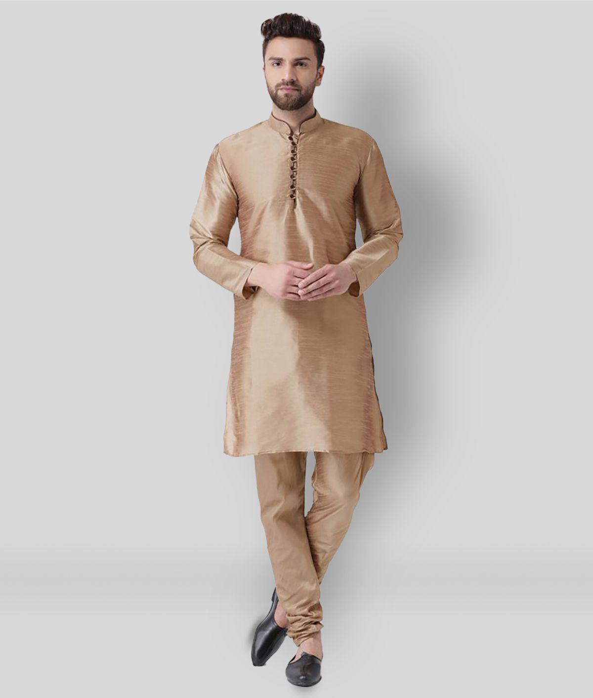     			Hangup Khaki Silk Blend Kurta Pyjama Set