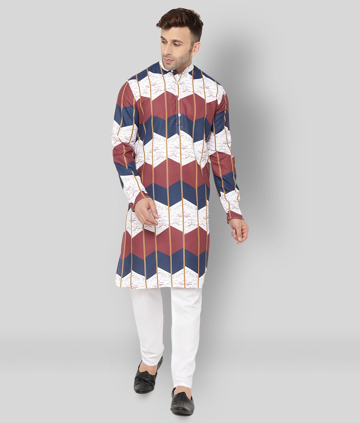     			Hangup White Cotton Kurta Pyjama Set Single Pack