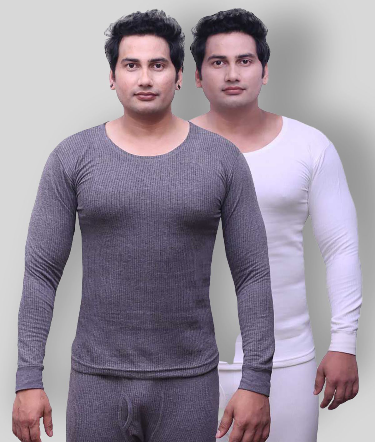     			Selfcare - White Cotton Men's Thermal Tops ( Pack of 2 )