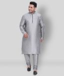 Hangup Light Grey Silk Blend Kurta Pyjama Set