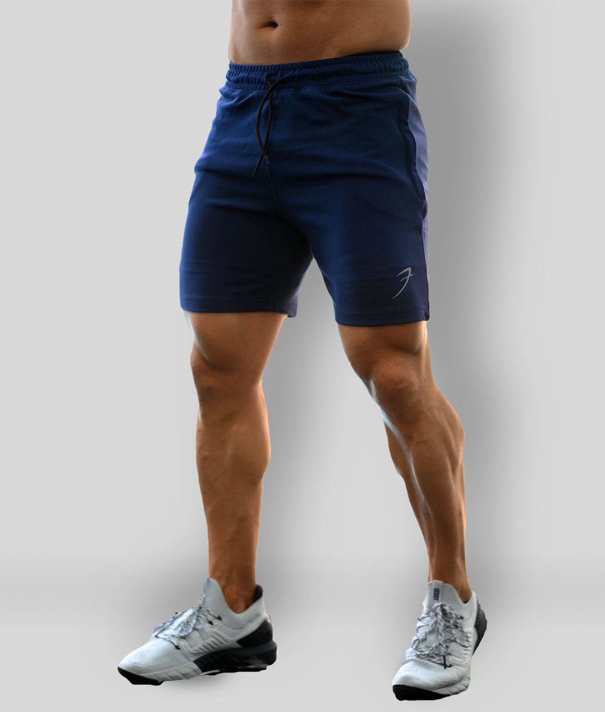     			Fuaark Navy Polyester Lycra Fitness Shorts Single