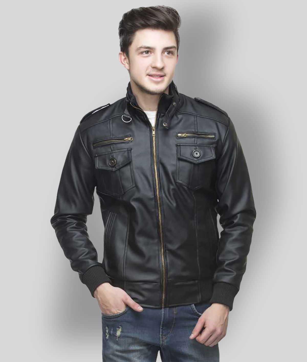     			GARMADIAN Black Biker Jacket