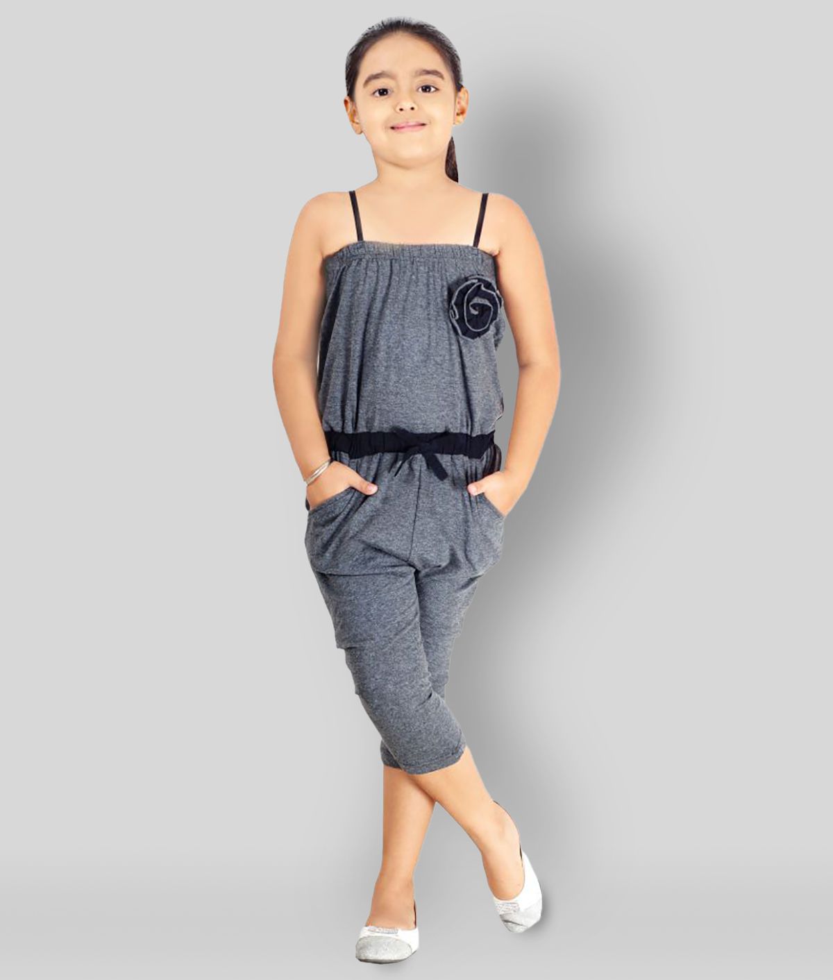     			Naughty Ninos - Grey Cotton Blend Girls Jumpsuit ( Pack of 1 )