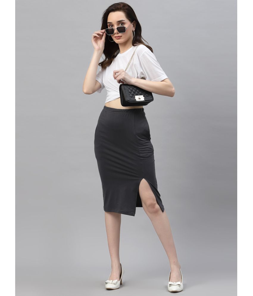     			Rigo - Dark Grey Cotton Women's Straight Skirt ( Pack of 1 )