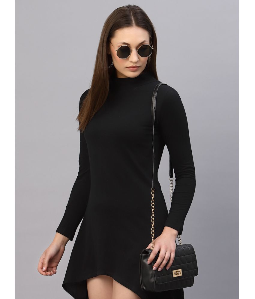 Rigo - Black Cotton Women's Asymmetric Dress ( Pack of 1 )
