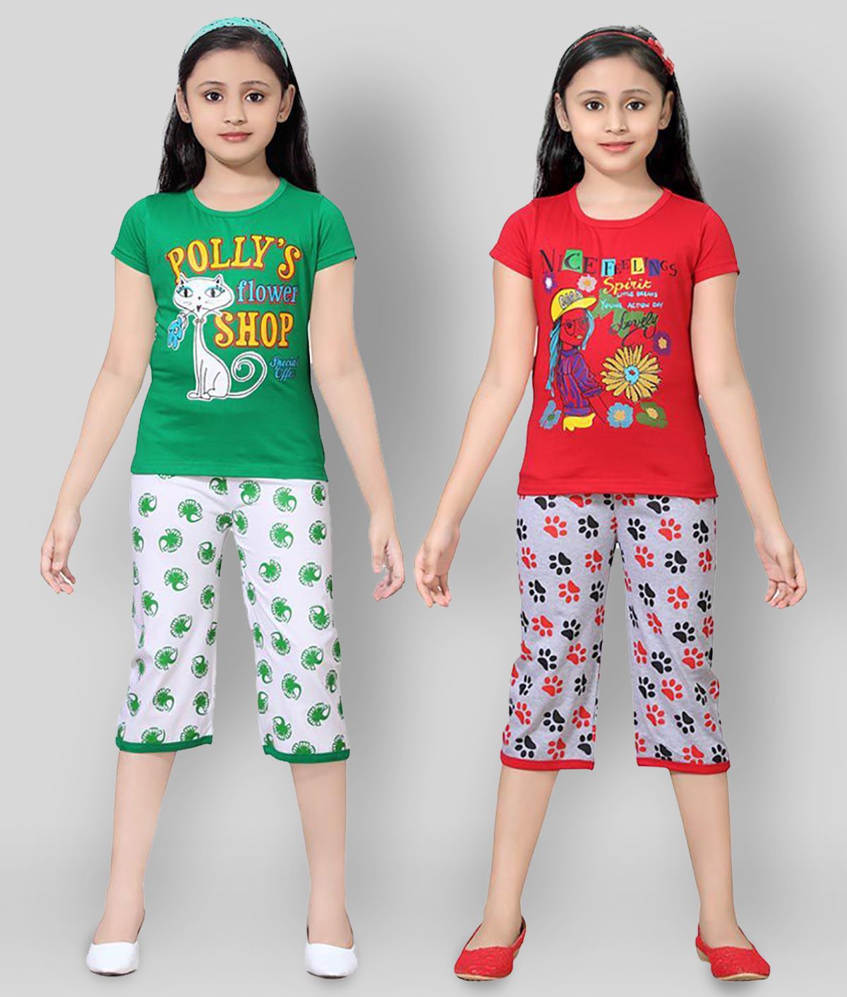     			Sini Mini Multicolour Cotton Tops And Shorts Pack Of 2