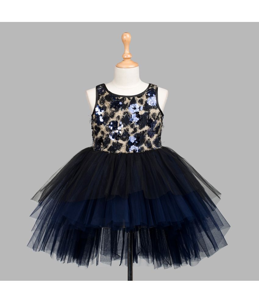     			Toy Balloon Kids - Navy Blue Net Girls Fit And Flare Dress ( Pack of 1 )