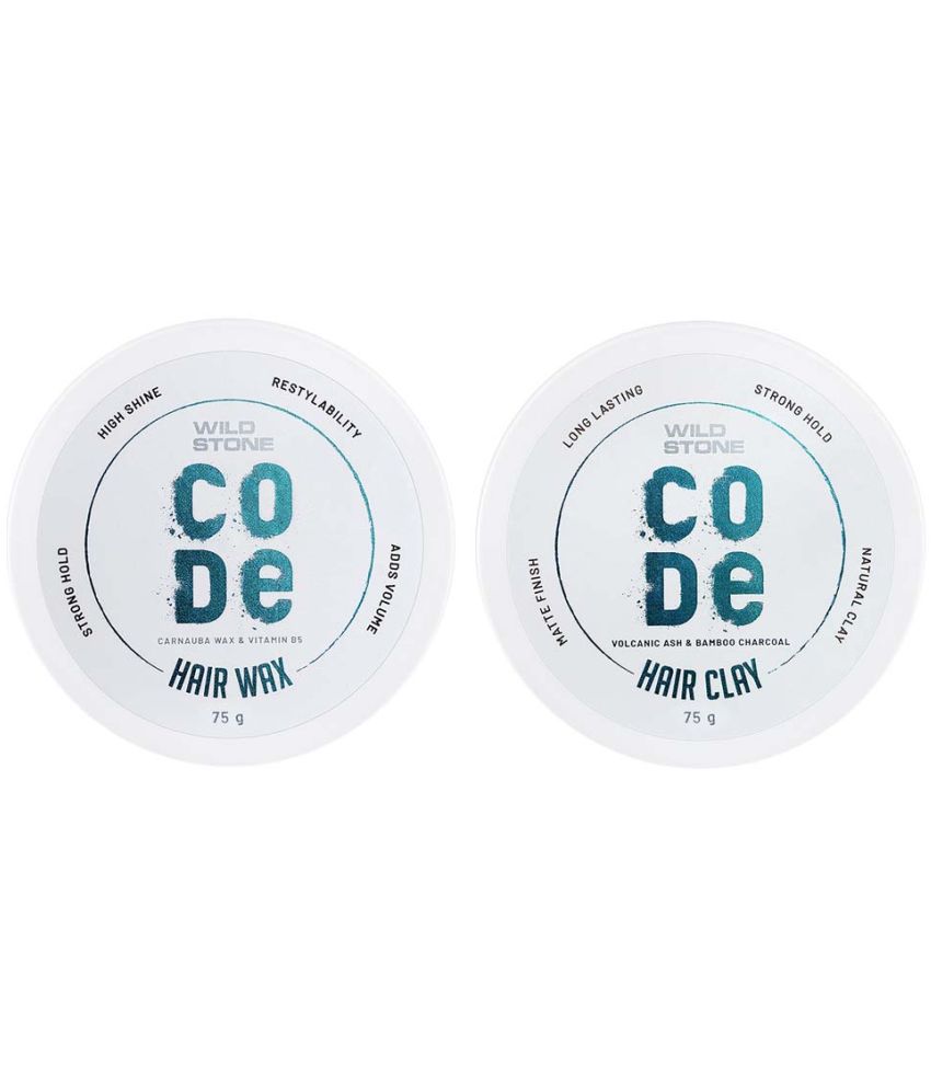     			Wild Stone CODE Hair Styling Wax & Pomade for Men, Pack of 2 (75gm each) |Glossy Finish| Hair Cream (150 g)