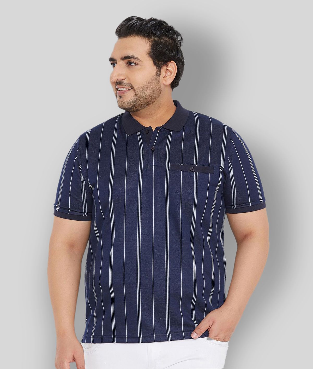     			AUSTIVO - Navy Cotton Blend Regular Fit Men's Polo T Shirt ( Pack of 1 )