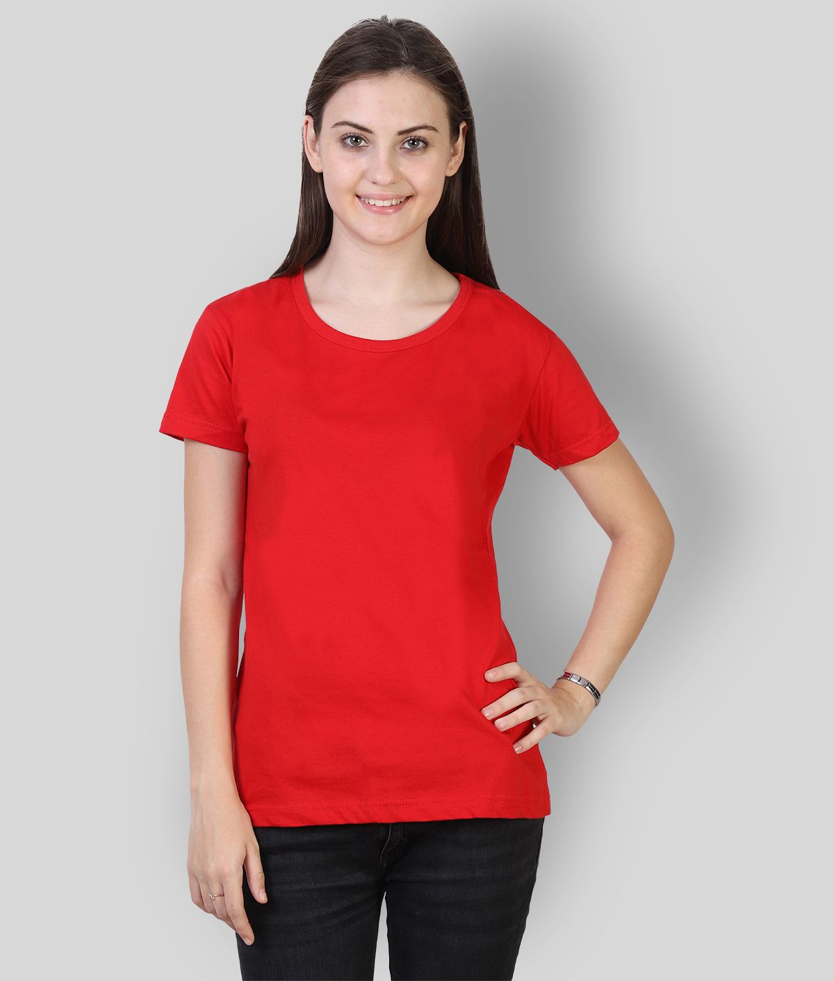     			FLEXIMAA - 100% Cotton Regular Red Women's T-Shirt ( Pack of 1 )