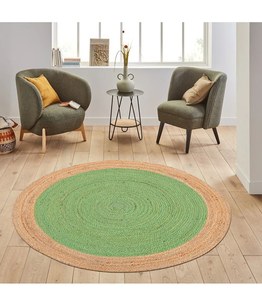     			MRIC (100cm x 100cm) Green Jute Carpet Plain 3x3 Ft