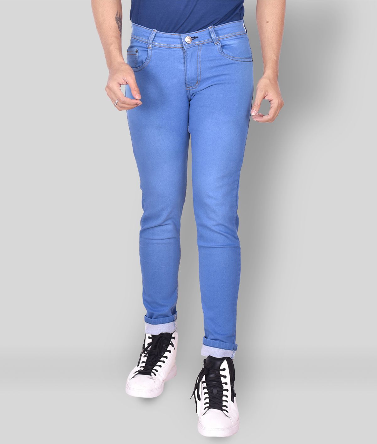 Buy L,Zard - Blue Denim Slim Fit Men's 