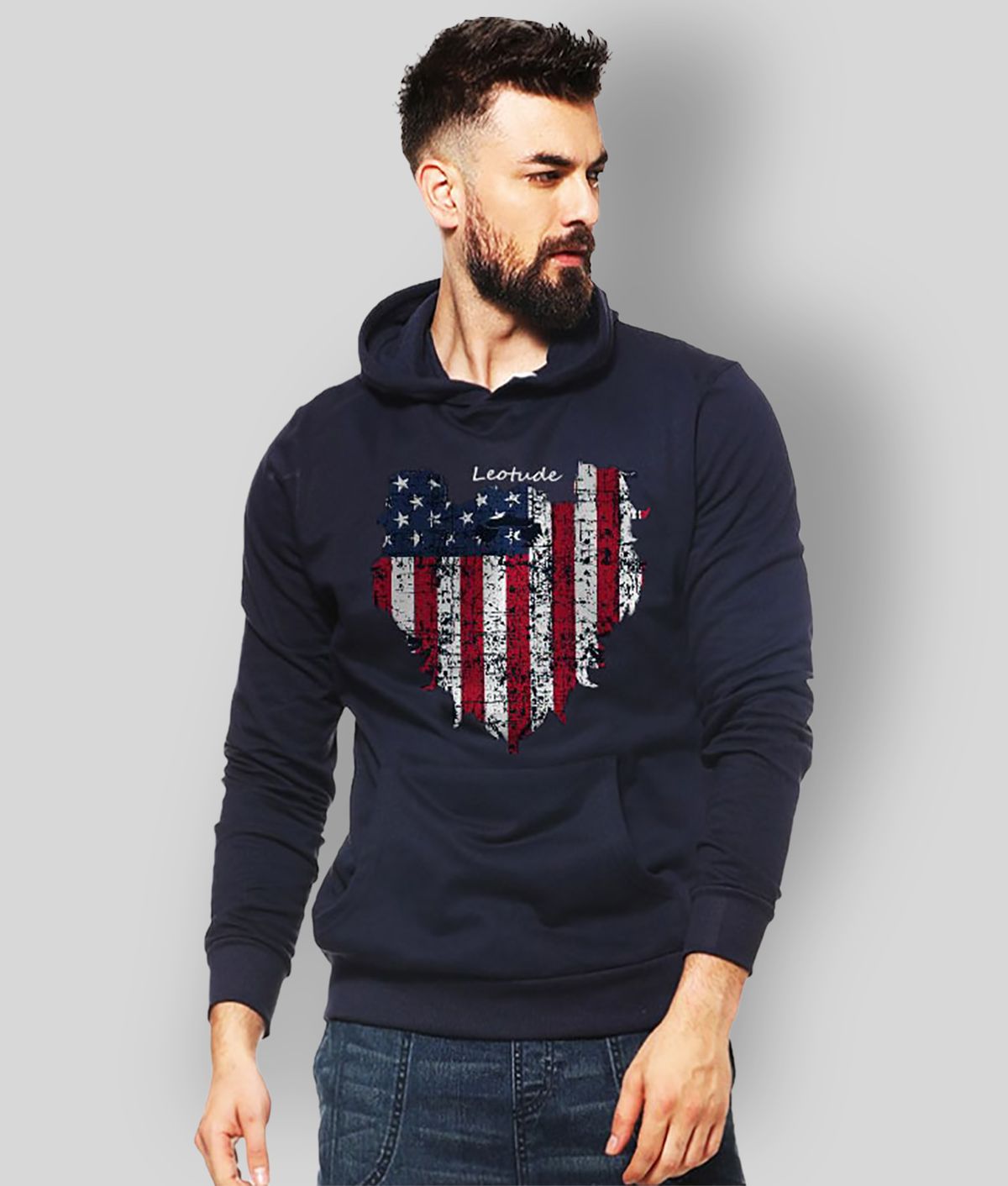 Leotude - Navy Fleece Regular Fit Men's Sweatshirt ( Pack of 1 )