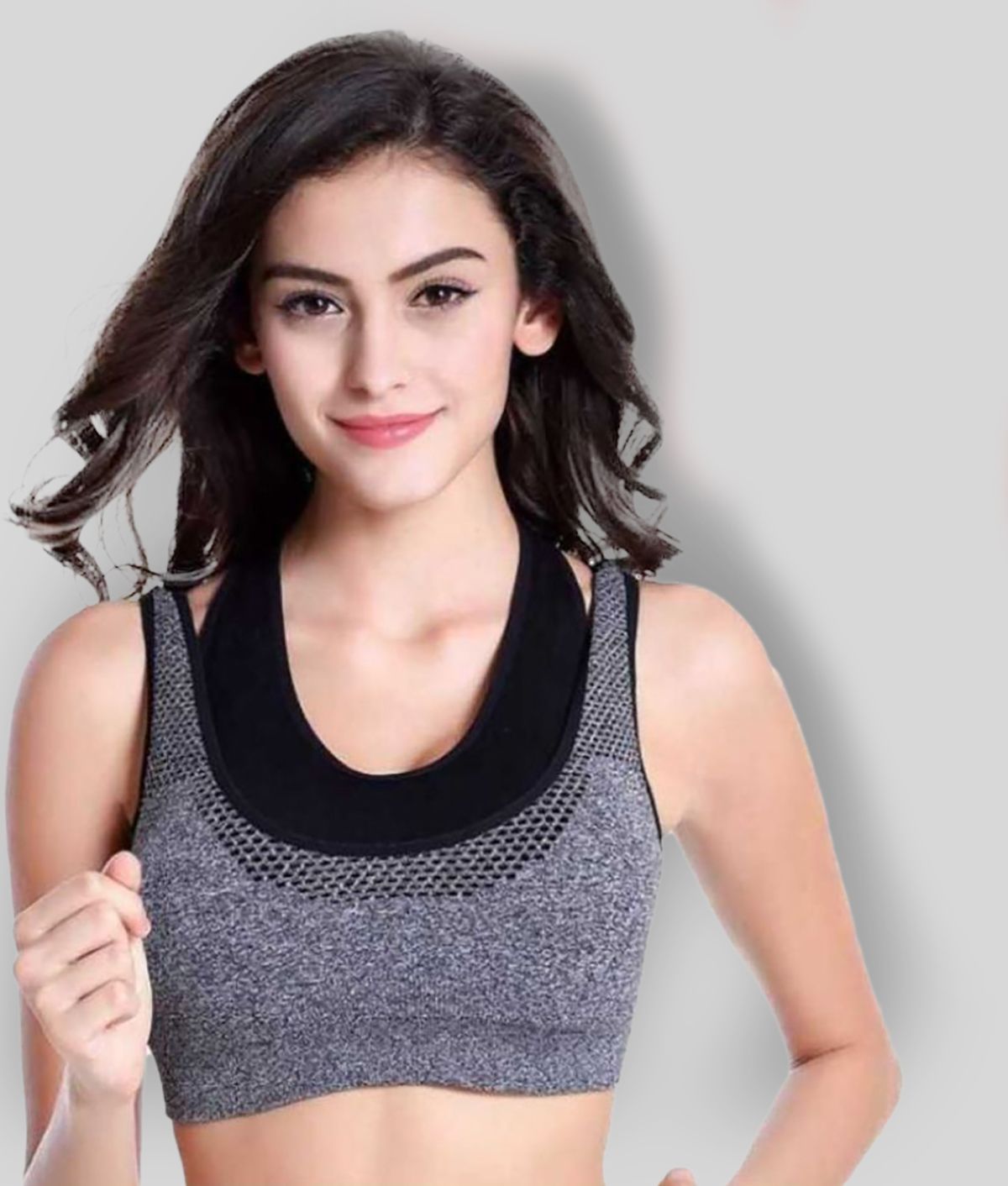     			Mrs. queen Black Cotton Lycra Solid Sports Bra - Single