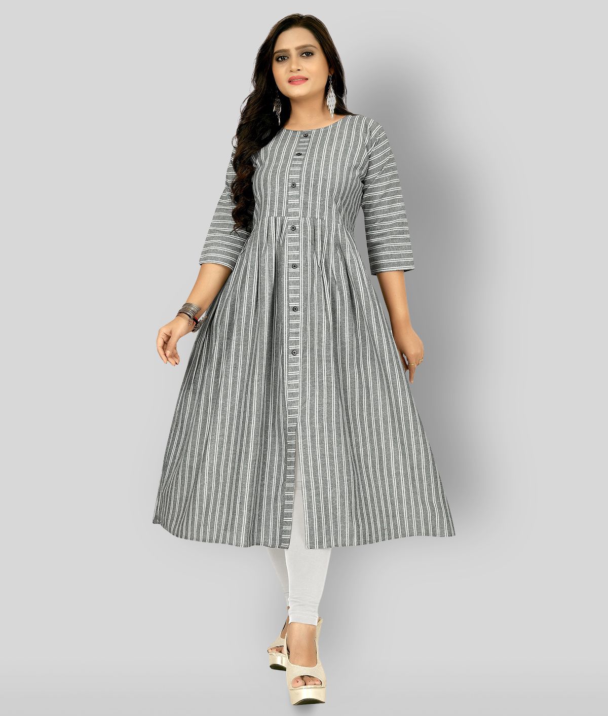     			Rangrasiya - Light Grey Cotton Women's Front Slit Kurti ( Pack of 1 )