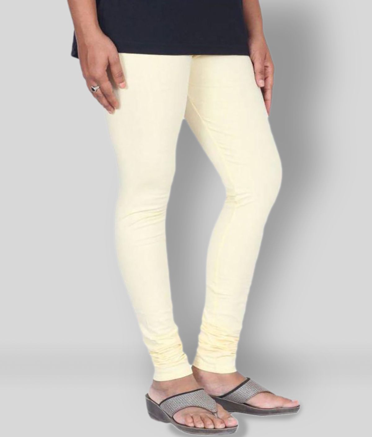     			Robin Romeo - Off White Cotton Blend Women's Leggings ( Pack of 1 )