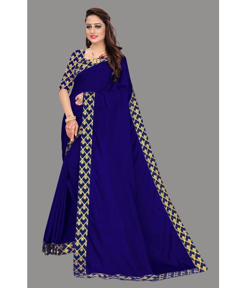 SHIHORI MAA FASHION - Blue Viscose Saree With Blouse Piece ( Pack of 1 )