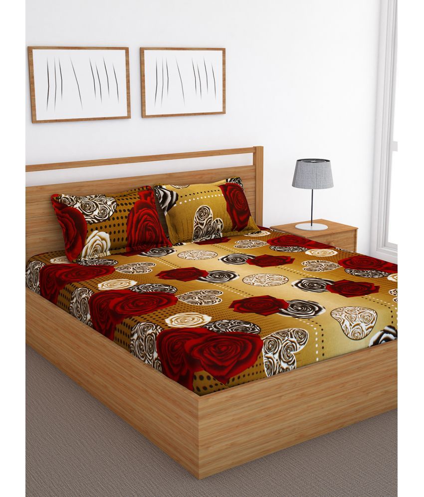    			Story@Home - Brown Cotton Double Bedsheet with 2 Pillow Covers