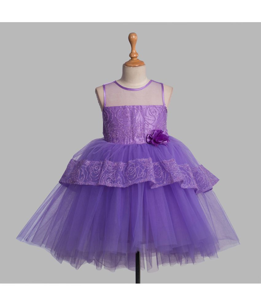     			Toy Balloon Kids - Lavender Net Girls Fit And Flare Dress ( Pack of 1 )