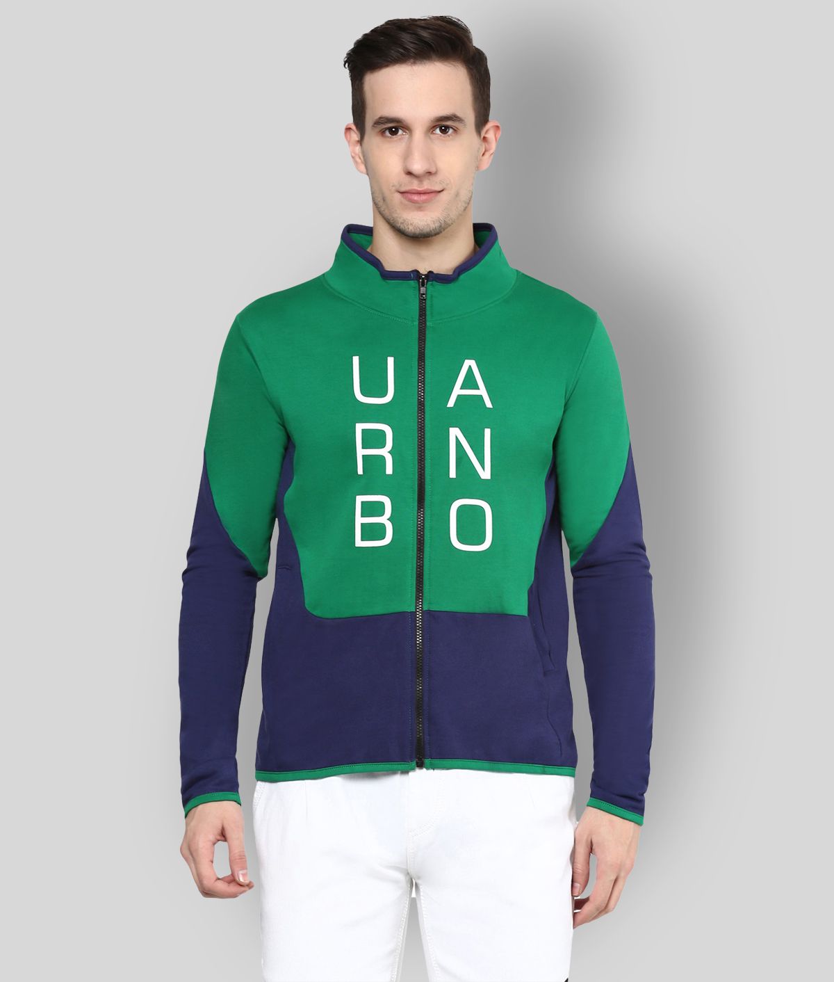     			Urbano Fashion - Green Terry Blend Slim Fit Men's Sweatshirt ( Pack of 1 )