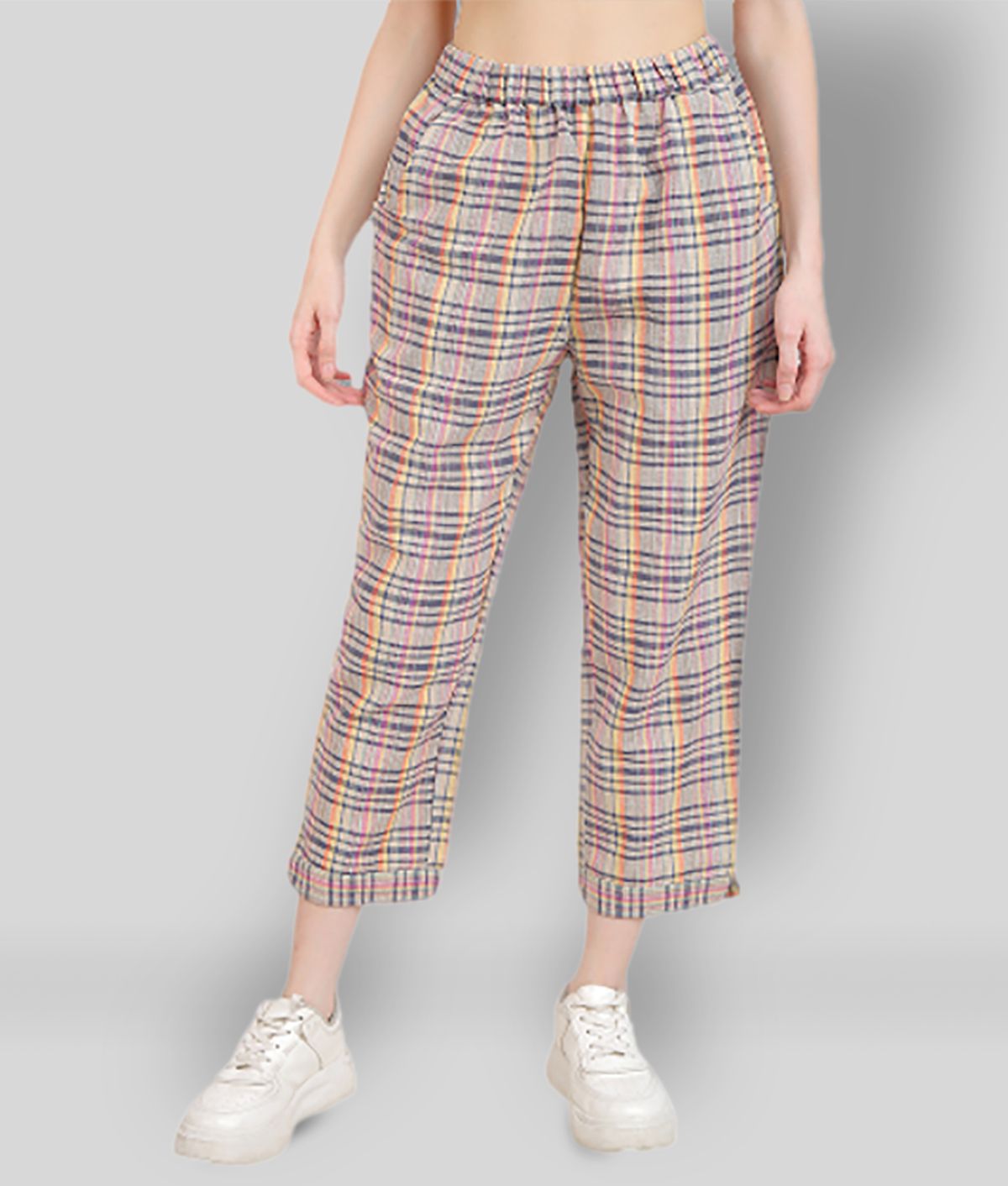 litlu - Multicolor Cotton Blend Loose Fit Women's Casual Pants  ( Pack of 1 )
