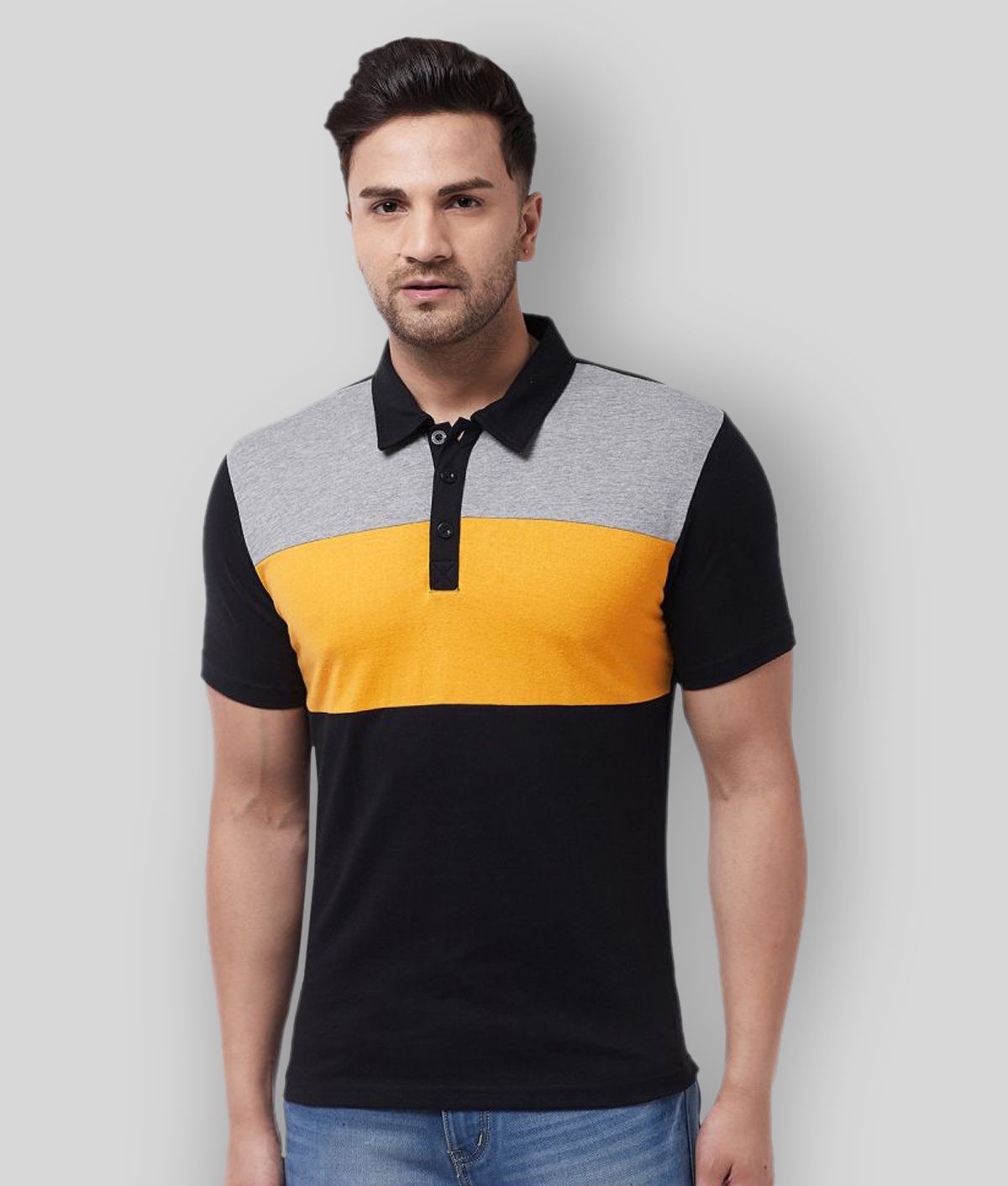 Gritstones - Black Cotton Blend Regular Fit Men's Polo T Shirt ( Pack of 1 )